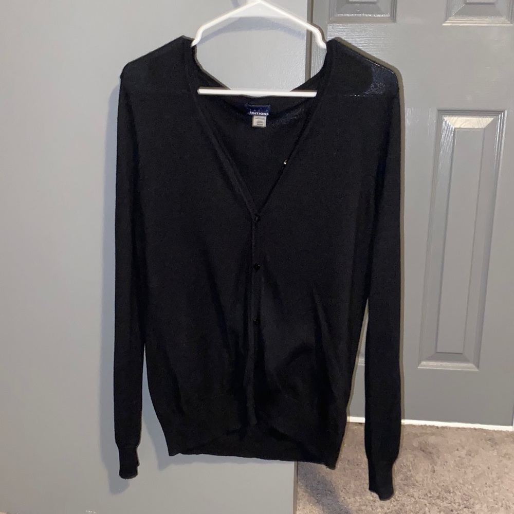 Black Cardigan Basic Edition Button Down Size Medium - Picture 1 of 6